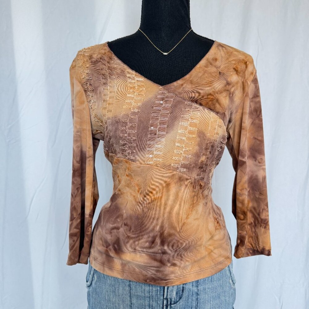 Vintage Y2K Brown Cropped Sleeve Top